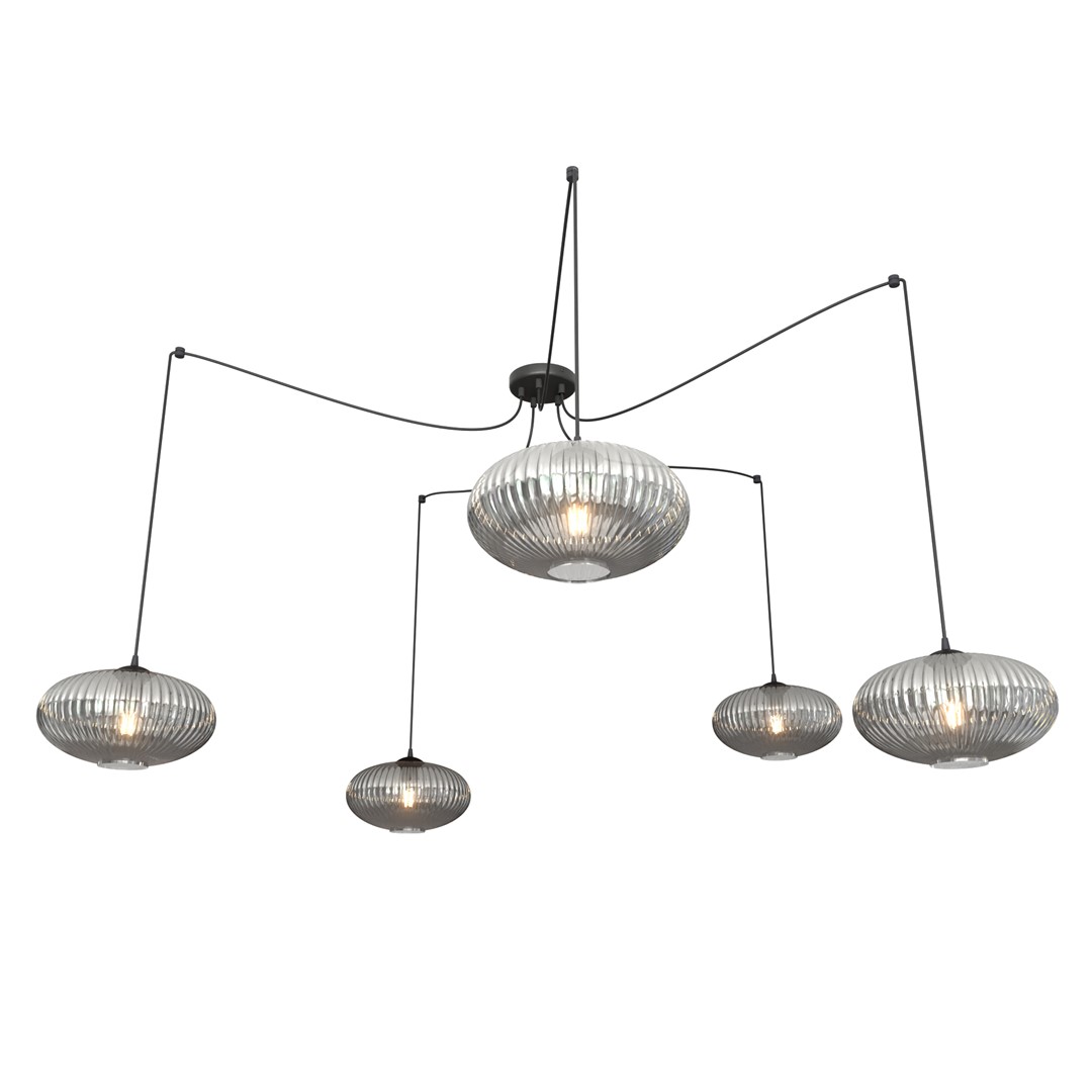 Origo 5xØ30 Røykfarget Taklampe Fra Emibig Lighting - Origo passer perfekt i milj&oslash;er som stuer eller restauranter og er en ideell kombinasjon av estetikk og kvalitet.