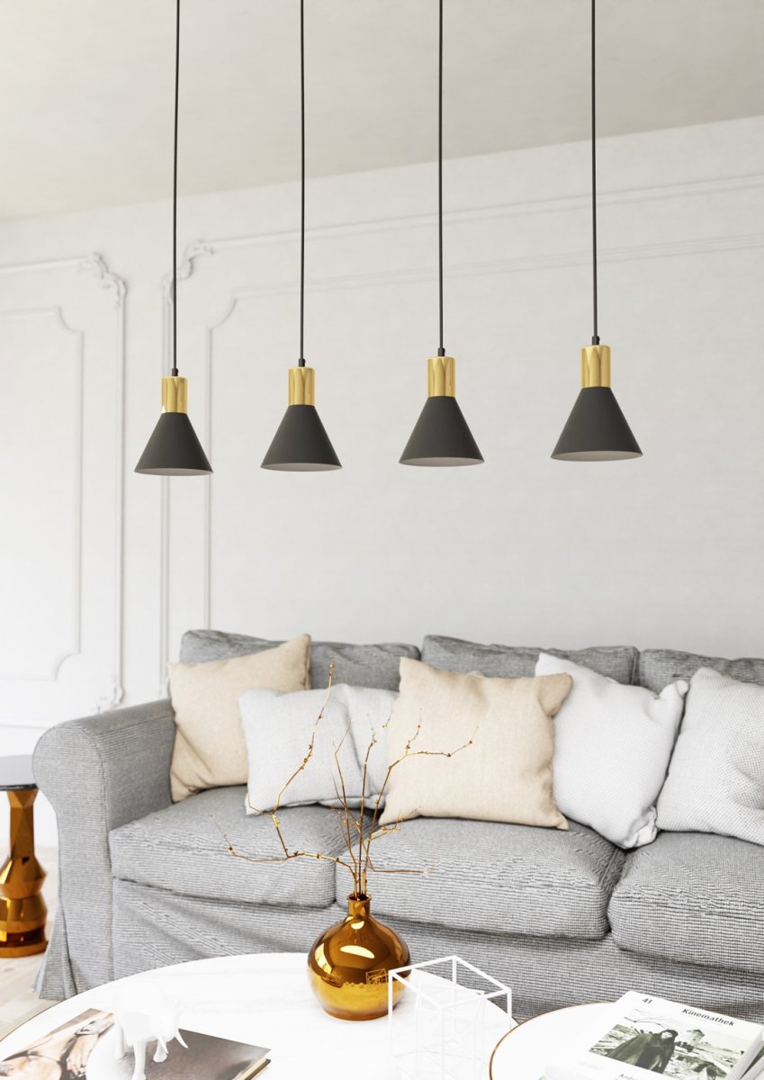 Rosa 90cm Svart Taklampe Fra Emibig Lighting - Rosa taklampen er et stilig tillegg der enkel form m&oslash;ter elegante detaljer.
