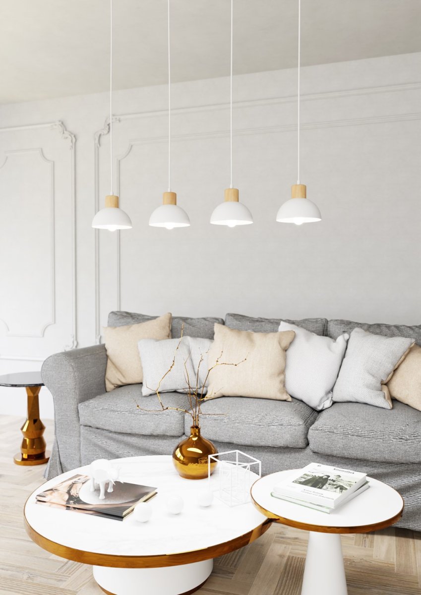 Seco 90cm Hvit Taklampe Fra Emibig Lighting - Perfekt for stuer, spisestue eller kj&oslash;kken &ndash; Seco skaper harmoni og en koselig nordisk atmosf&aelig;re i rommet.