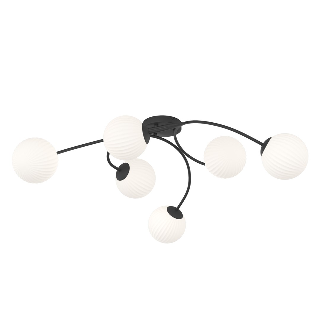 Vibra 97cm Hvit plafond Fra Emibig Lighting - De opale glasskuplene sprer et mykt og diffust lys som tilf&oslash;rer letthet og et moderne preg til rommet.