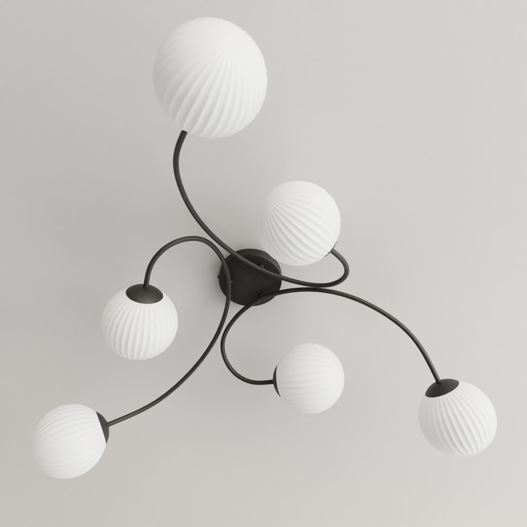 Vibra 97cm Hvit plafond Fra Emibig Lighting - De opale glasskuplene sprer et mykt og diffust lys som tilf&oslash;rer letthet og et moderne preg til rommet.