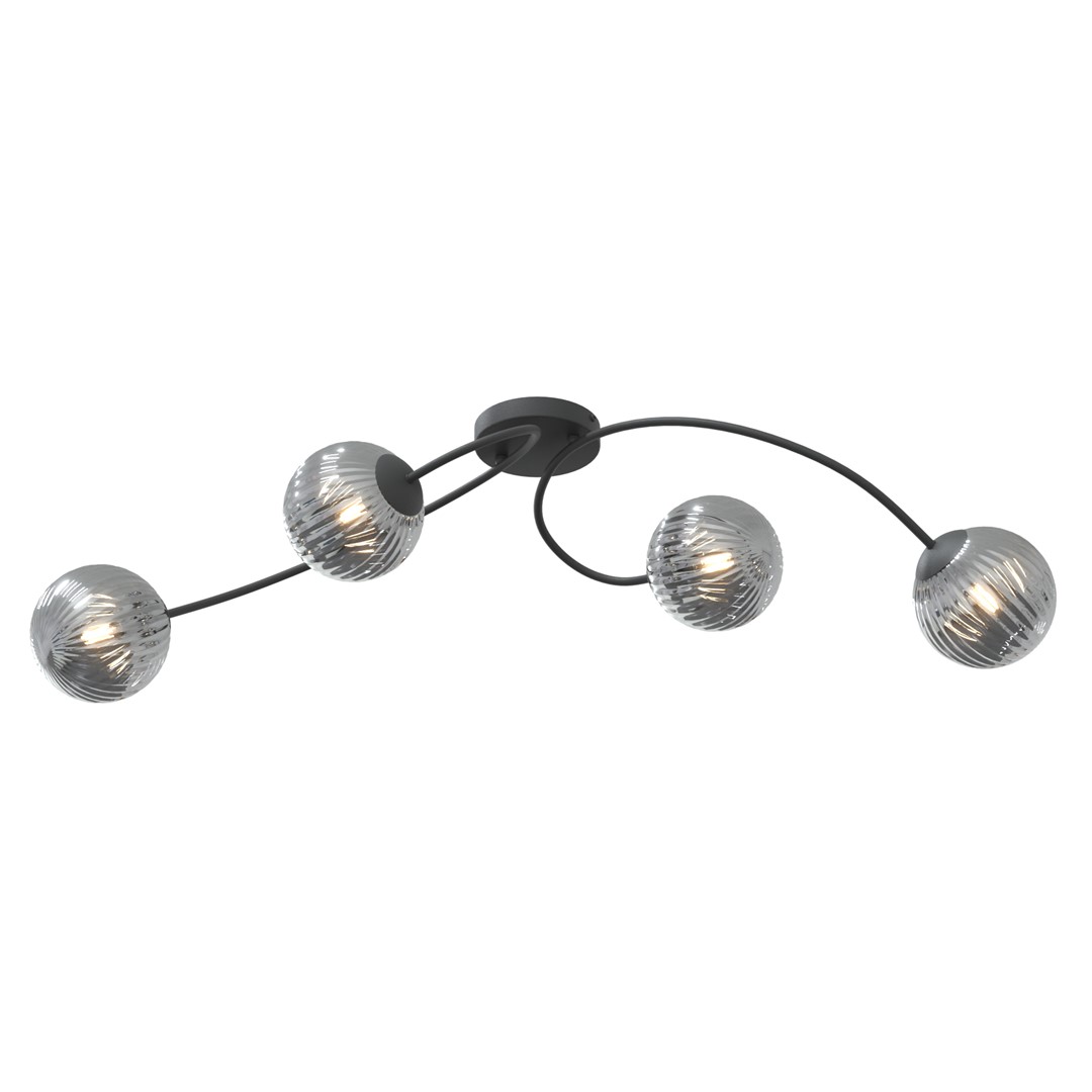 Vibra 110cm Røykfarget plafond Fra Emibig Lighting - De r&oslash;kte glassene sprer et mykt og diffust lys som tilf&oslash;rer letthet og et moderne preg til rommet.
