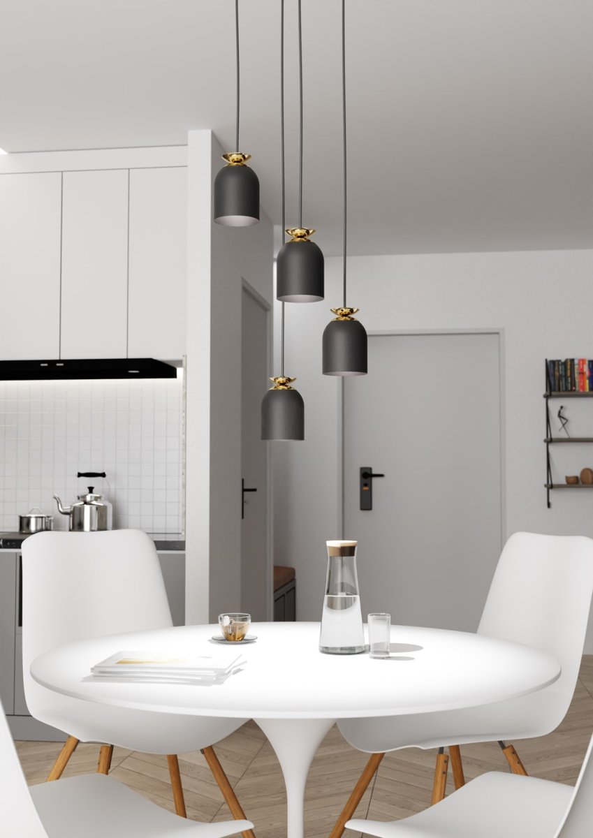 Target Ø30 Svart Taklampe Fra Emibig Lighting - De robuste metallskjermene er kombinert med gullfargede detaljer som skaper en effektiv kontrast og tilf&oslash;rer b&aring;de eleganse og raffinement.