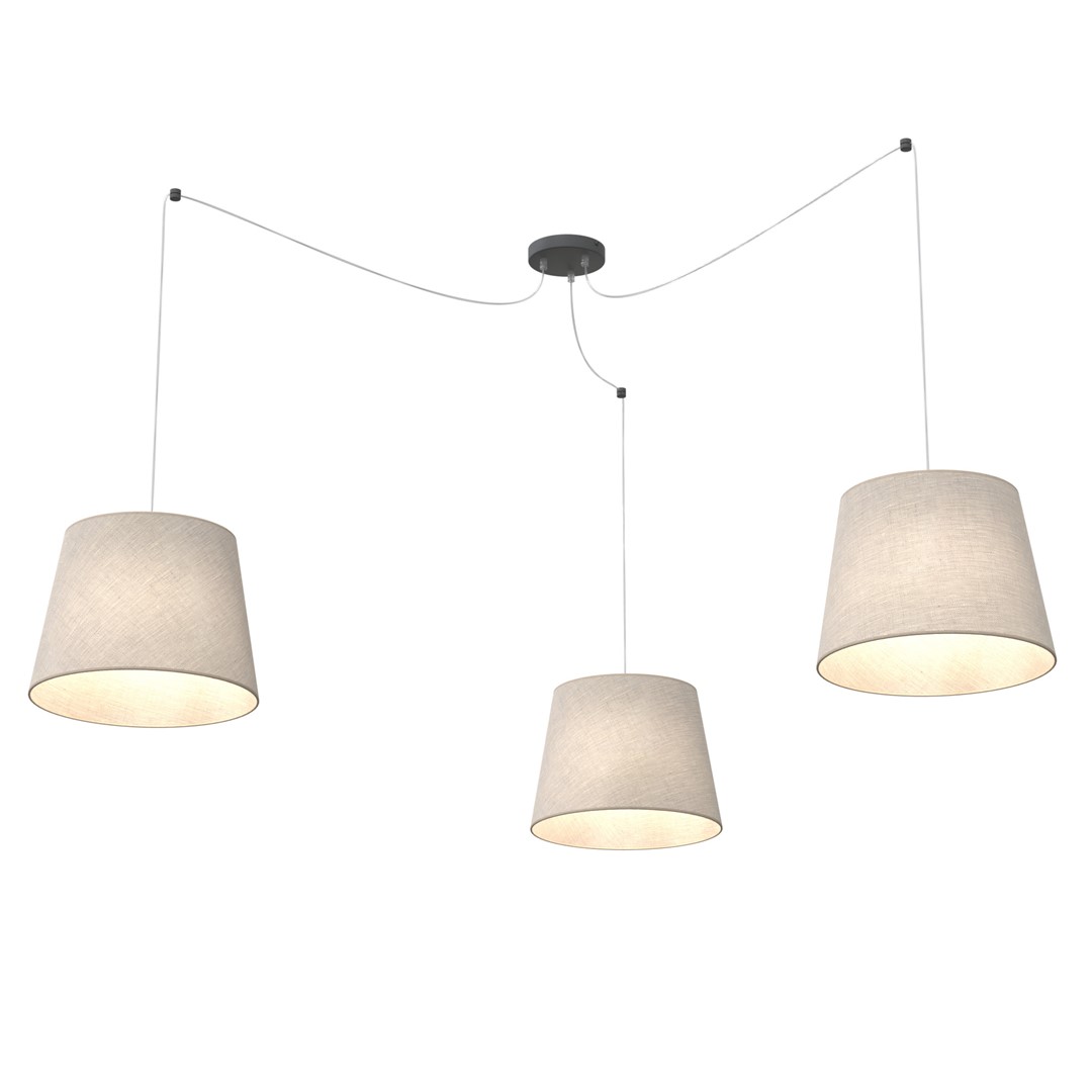 Ascot 3xØ38 Beige Taklampe Fra Emibig Lighting - De tekstilkledde nyansene i en myk, dempet farge sprer et behagelig og diffust lys som skaper en varm atmosf&aelig;re i rommet.