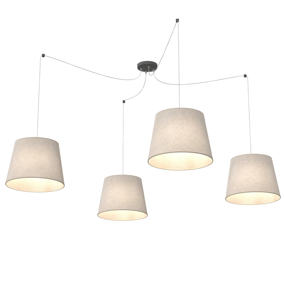 Ascot 4xØ38 Beige Taklampe Fra Emibig Lighting - De tekstilkledde nyansene i en myk, dempet farge sprer et behagelig og diffust lys som skaper en varm atmosf&aelig;re i rommet.