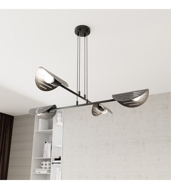 Saber 104cm Svart Taklampe Fra Emibig Lighting - Perfekt for stuer, spisestuer eller kontormilj&oslash;er &ndash; Sabre sprer et mykt lys som skaper en spesiell atmosf&aelig;re og fremhever stilen i rommet.