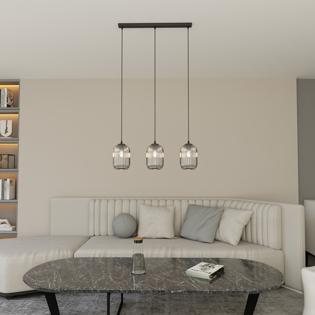 Verdi 60cm Røykfarget Taklampe Fra Emibig Lighting - Verdi passer perfekt i b&aring;de moderne og elegante hjem og sprer et mykt, behagelig lys &ndash; ideell for stuer, spisestue eller offentlige rom.