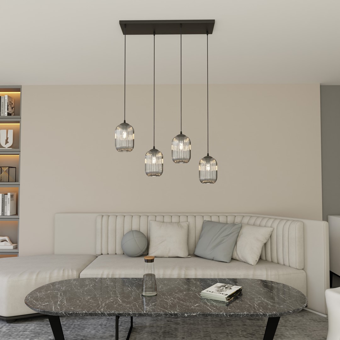 Verdi 70cm Røykfarget Taklampe Fra Emibig Lighting - Verdi passer perfekt i b&aring;de moderne og elegante hjem og sprer et mykt, behagelig lys &ndash; ideell for stuer, spisestue eller offentlige rom.