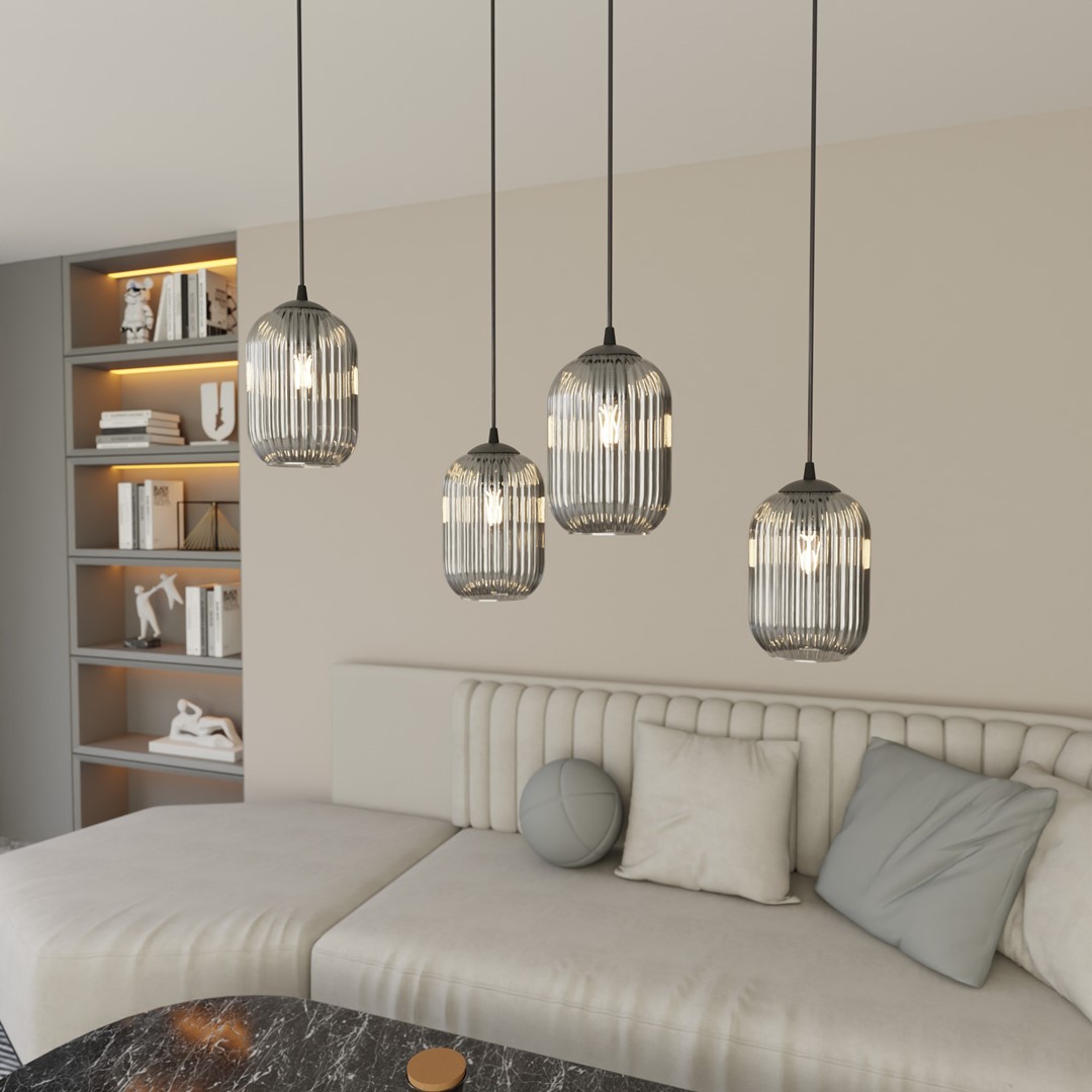 Verdi 70cm Røykfarget Taklampe Fra Emibig Lighting - Verdi passer perfekt i b&aring;de moderne og elegante hjem og sprer et mykt, behagelig lys &ndash; ideell for stuer, spisestue eller offentlige rom.