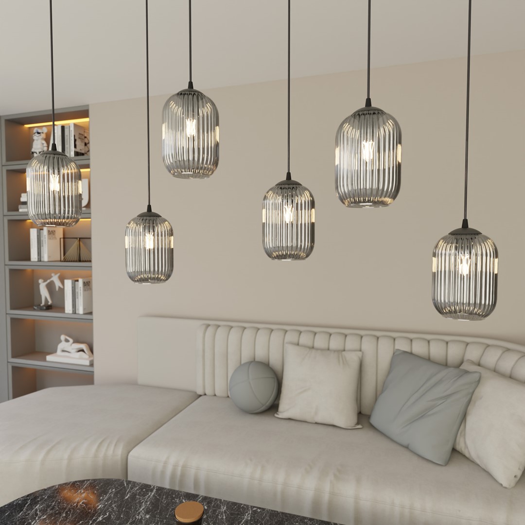 Verdi 115cm Røykfarget Taklampe Fra Emibig Lighting - Verdi passer perfekt i b&aring;de moderne og elegante hjem og sprer et mykt, behagelig lys &ndash; ideell for stuer, spisestue eller offentlige rom.