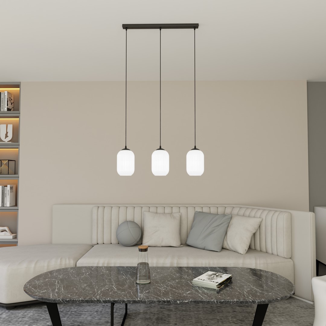 Verdi 60cm Hvit Taklampe Fra Emibig Lighting - Verdi passer perfekt i b&aring;de moderne og elegante hjem og sprer et mykt, behagelig lys &ndash; ideell for stuer, spisestue eller offentlige rom.