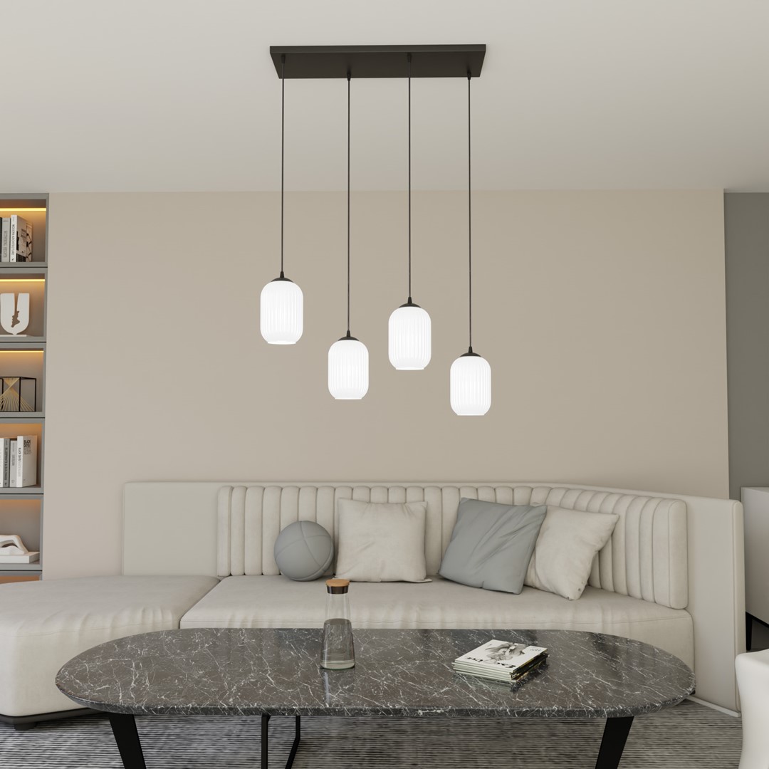 Verdi 70cm Hvit Taklampe Fra Emibig Lighting - Verdi passer perfekt i b&aring;de moderne og elegante hjem og sprer et mykt, behagelig lys &ndash; ideell for stuer, spisestue eller offentlige rom.