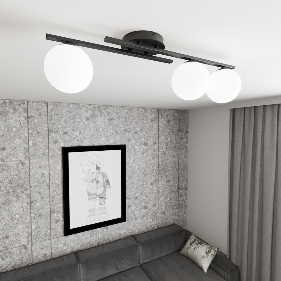 Kairo 74cm Svart og hvitt plafond Fra Emibig Lighting - Den minimalistiske designen passer perfekt inn i ethvert hjem og stil.