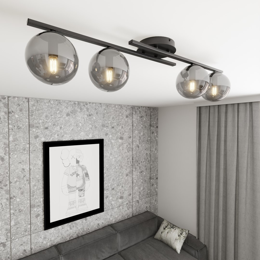Kairo 87cm Svart/Røkt plafond Fra Emibig Lighting - Den elegante designen passer perfekt inn i ethvert hjem og stil.