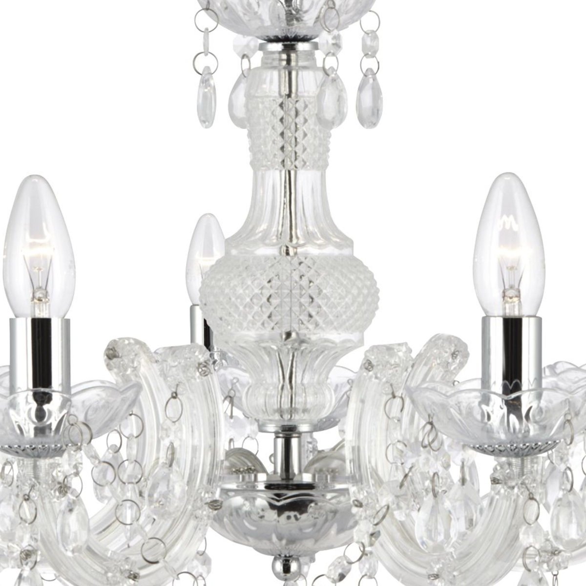 Marie Therese Ø48 Klar Taklampe Fra Searchlight - Den spektakul&aelig;re og elegante Marie Therese pendellampen med 5 lyspunkter og klar finish har en aristokratisk stil som gir et teatralsk preg til store rom.