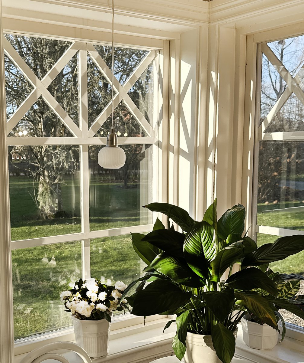 Elin Ø10 Stål vinduslampe Fra Aneta Lighting - Elin vinduslampe i st&aring;l med hvit riflet glasskuppel.