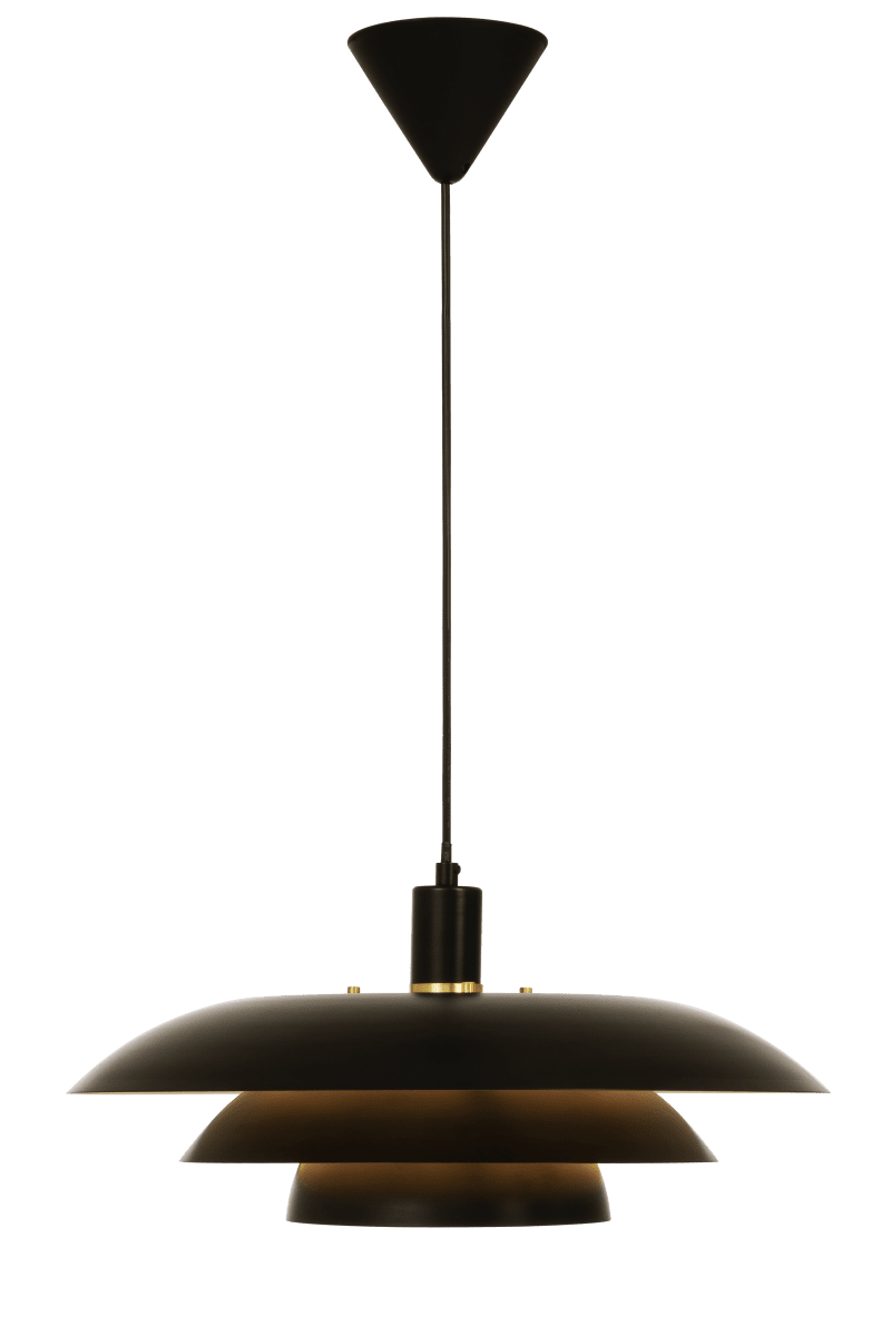 Epsilon Ø45 Svart Taklampe Fra Aneta Lighting - EPISLON klassisk kj&oslash;kkenpendel i svartlakkert metall, utskiftbare detaljer i krom og matt messing inkludert for eget valg.