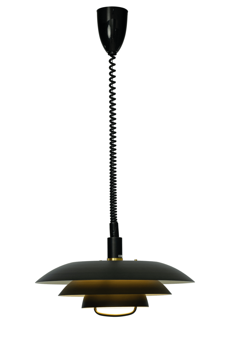 Epsilon Ø45 Svart Taklampe Fra Aneta Lighting - Epsilon leveres med doble sett med dekorative ringer og knotter, velg mellom krom eller matt messing avhengig av hva som passer best til hjemmet ditt.