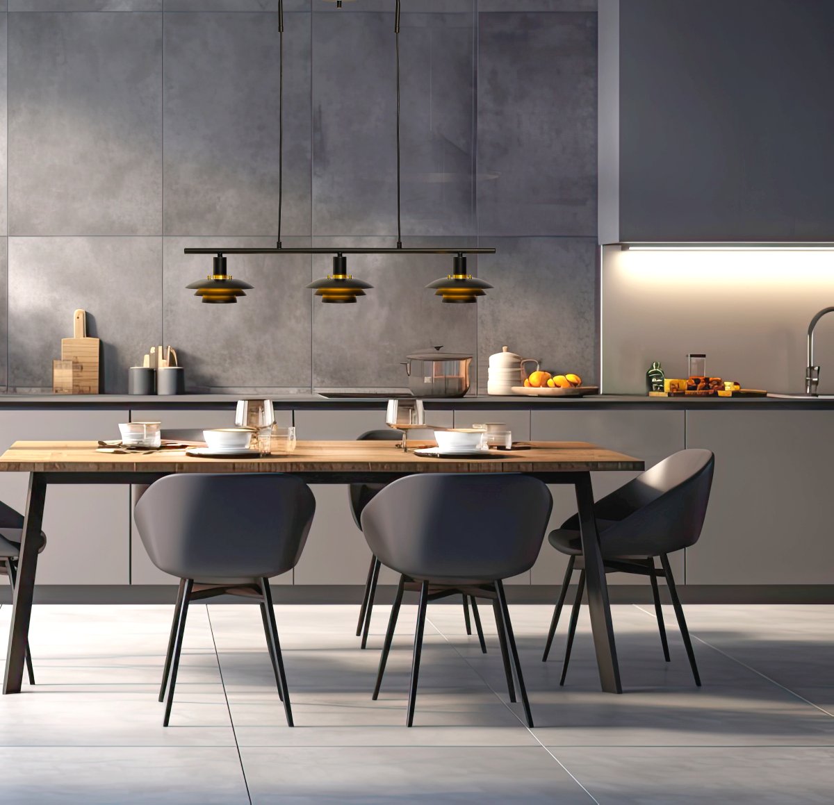 Epsilon 86cm Svart Taklampe Fra Aneta Lighting - Utskiftbare detaljer i krom og matt messing følger med etter eget valg.