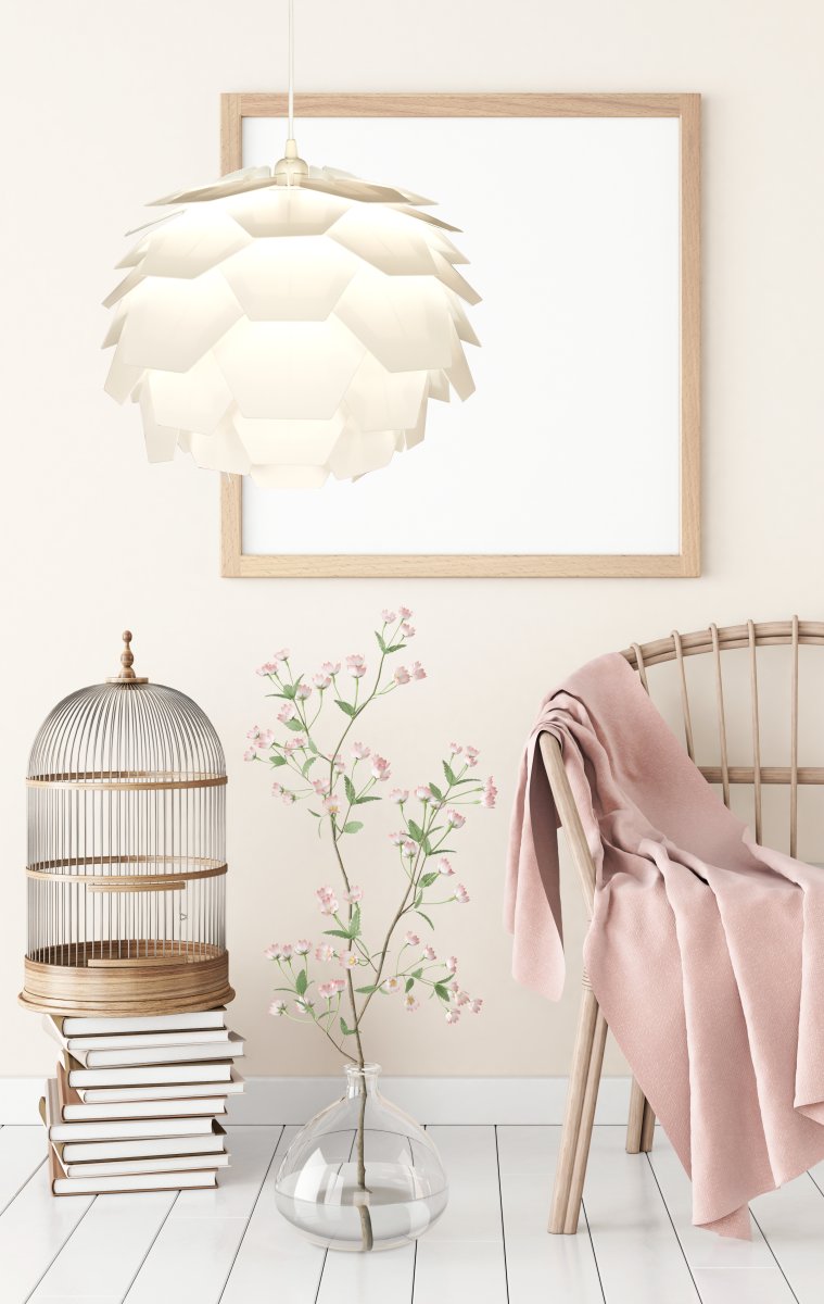 Carpatica Ø40 Hvit Taklampe Fra Aneta Lighting - Takkoppen er i hvit plast for krokoppheng og med rekkeklemme.