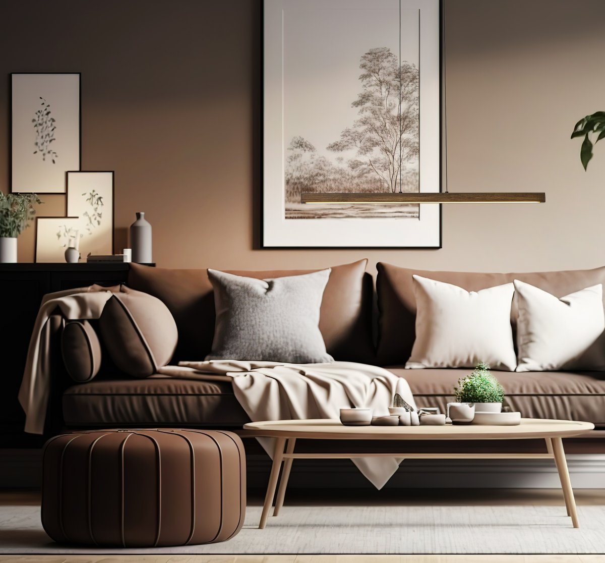 Linea 100cm Brun Taklampe Fra Aneta Lighting - Moderne taklampe Linea i brunbeiset tre&auml; blir en stilig og praktisk detalj i hjemmet ditt.