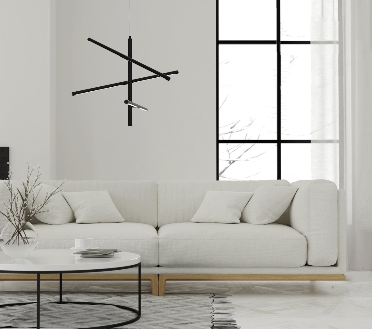 Stecco Ø60 Svart Taklampe Fra Aneta Lighting - Armene kan vinkles i flere retninger, noe som skaper god lysspredning.