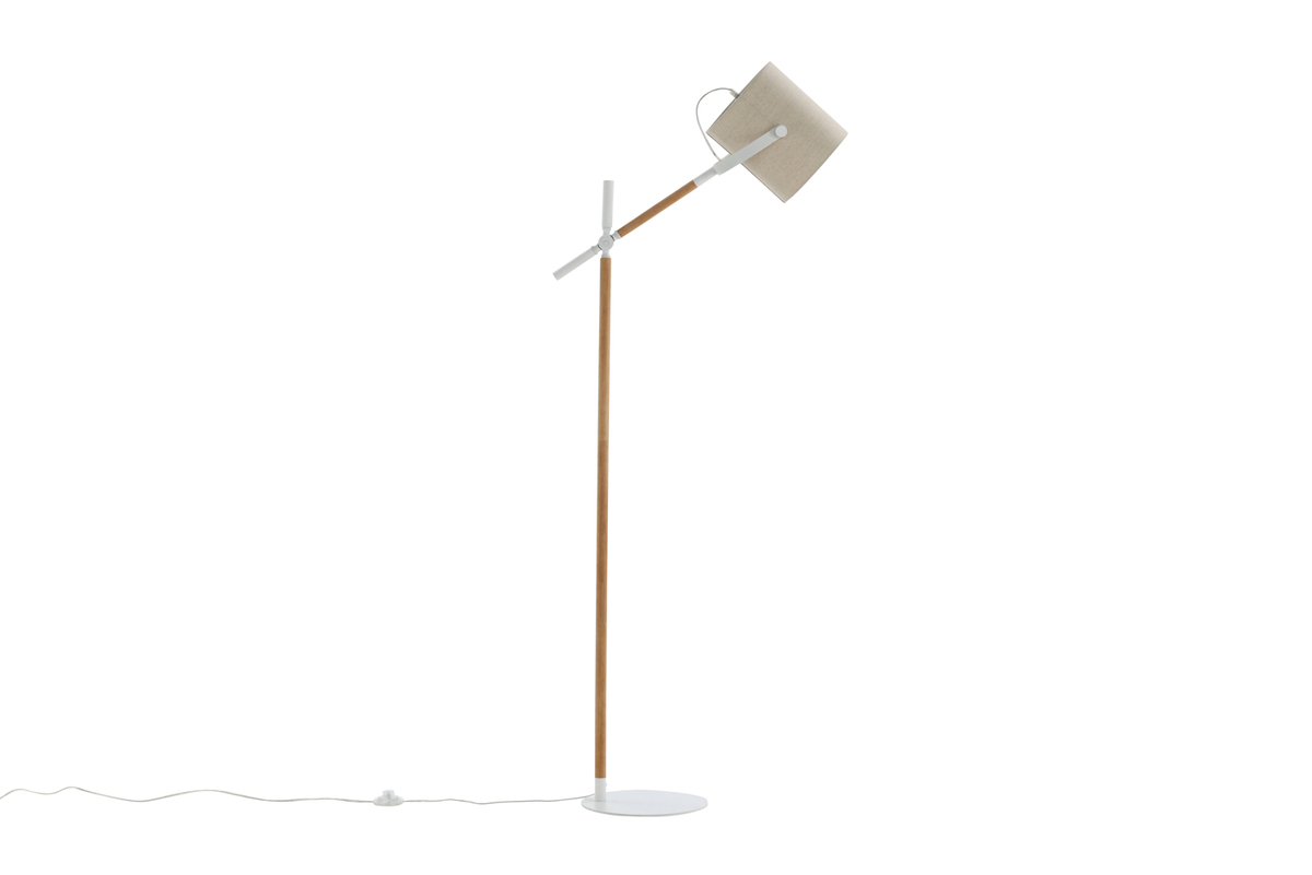 Dennis Hvit/tre gulvlampe Fra Venture Design - 