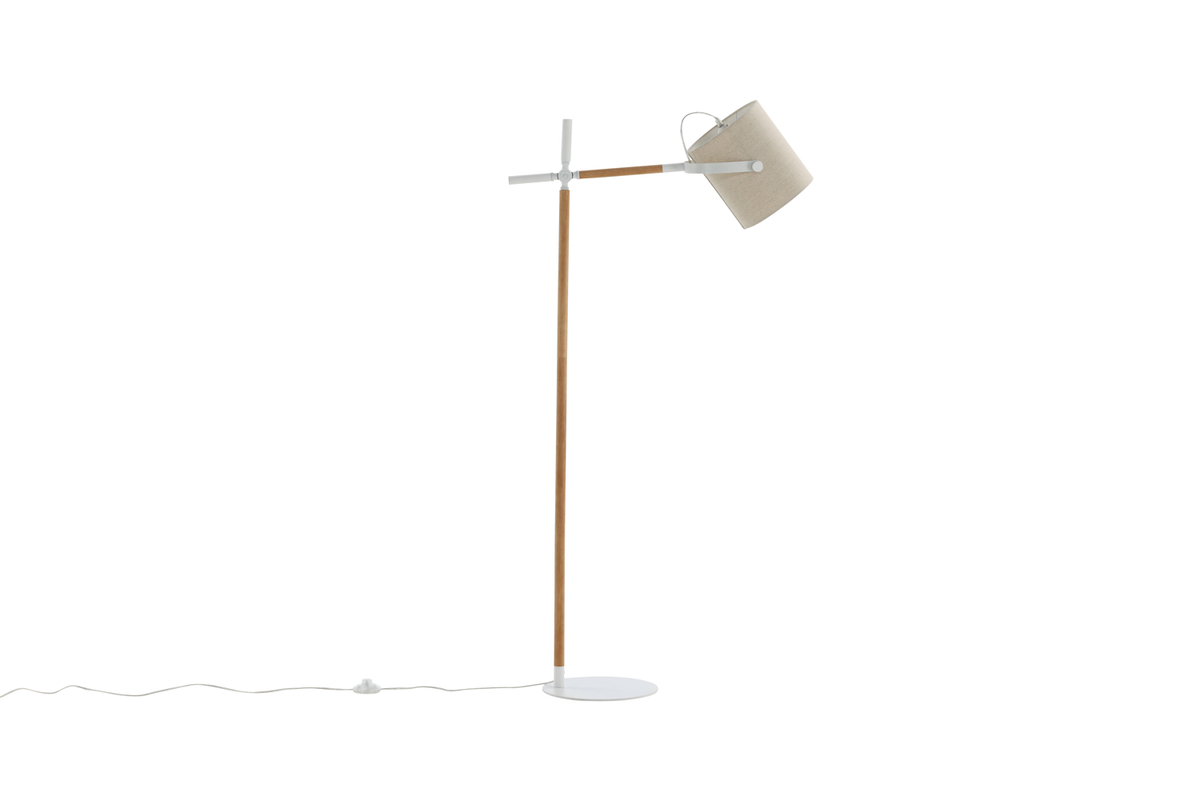 Dennis Hvit/tre gulvlampe Fra Venture Design - 