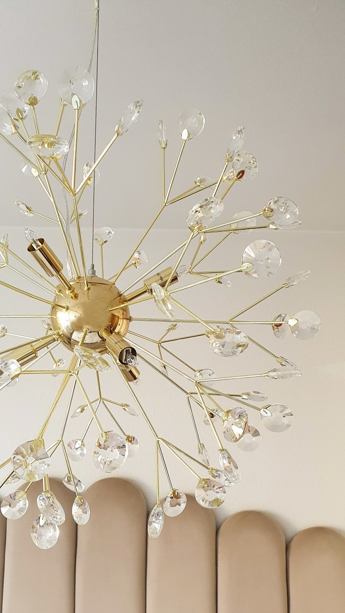 Viva Ø55 Messing Taklampe Fra Aneta Lighting - Viva taklampe i messing kombinert med dekorative klare prismer / krystaller gjennom hele lampen.