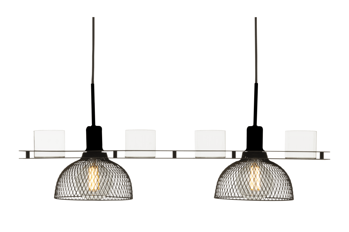 Timjan 78cm Svart Taklampe Fra Aneta Lighting - Fire glasskopper følger med for varmelys eller kanskje en liten plante.