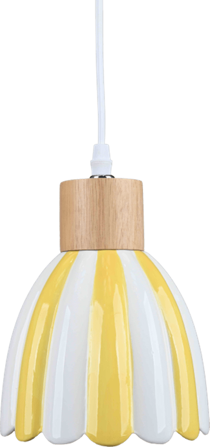 Poppy Ø15 Gul/hvit vinduslampe Fra Pixie Design - Den stripete skjermen i gult og hvitt gir lampen et varmt og harmonisk uttrykk som passer fint inn i mange forskjellige interi&oslash;rstiler.