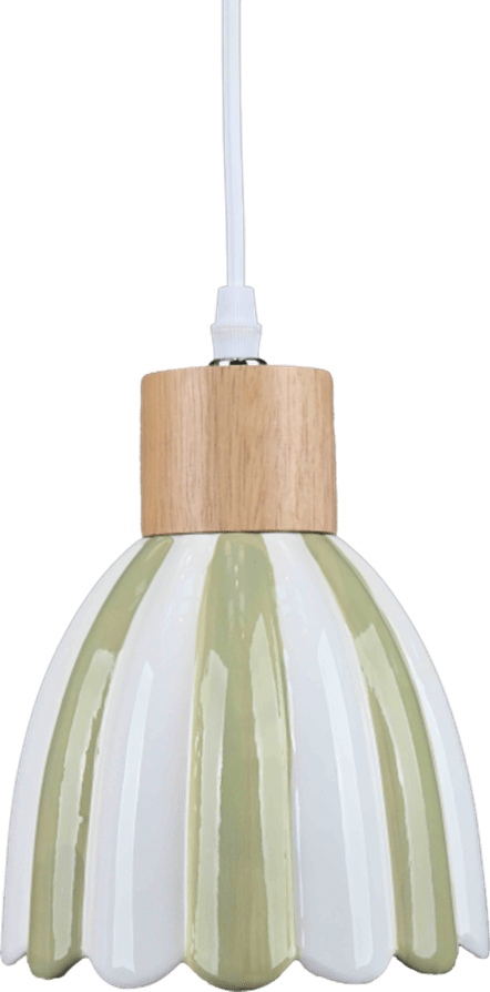 Poppy Ø15 Grønn/hvit vinduslampe Fra Pixie Design - Den stripete skjermen i gr&oslash;nt og hvitt gir lampen et varmt og harmonisk uttrykk som passer fint inn i mange forskjellige interi&oslash;rstiler.