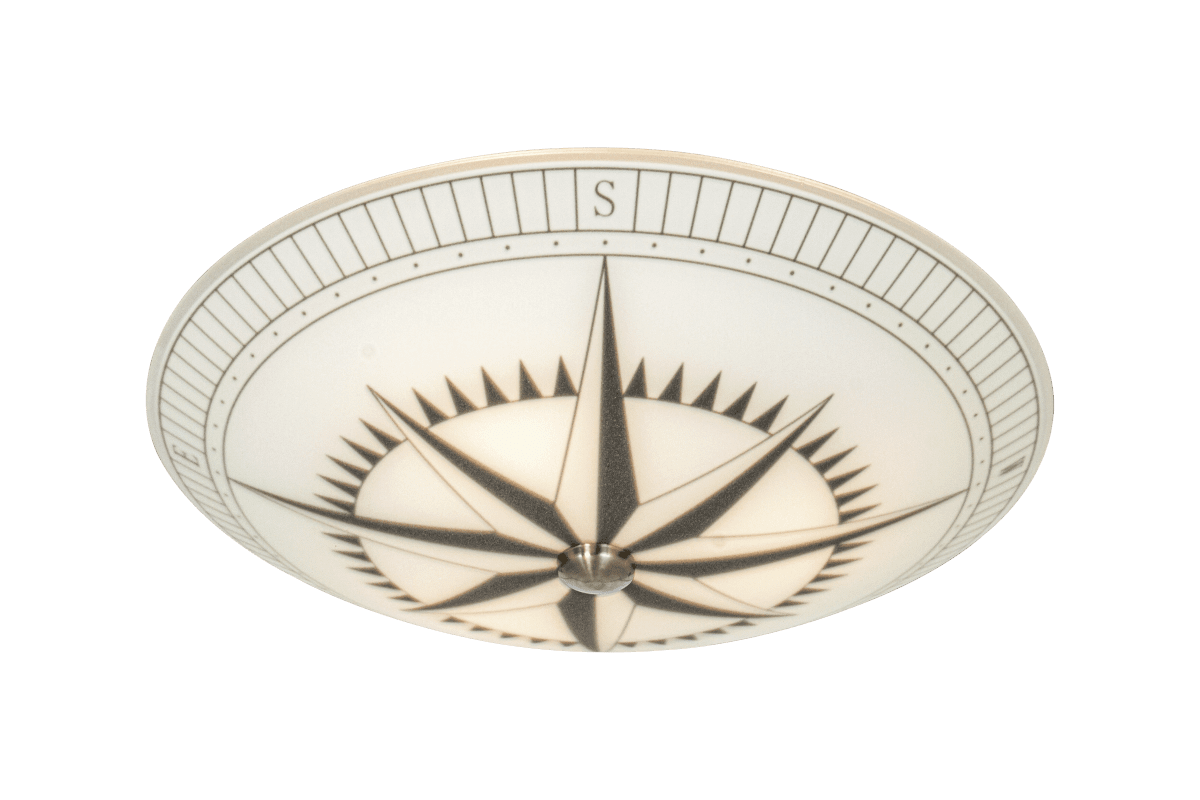 Kompass Ø42 Hvit plafond Fra Aneta Lighting - Kompasstak med lett skjellformet mønstret glass og detaljer i metall.