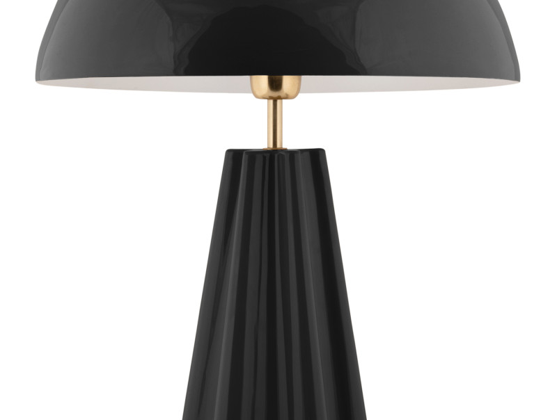 Amplio 55cm Svart bordlampe Fra Leitmotiv - Den er laget av metall med en blank svart finish og elegante messingdetaljer som gir et sofistikert uttrykk.