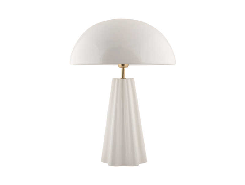 Amplio 55cm Hvit bordlampe Fra Leitmotiv - Den er laget av metall med en blank hvit finish og elegante messingdetaljer som gir et sofistikert uttrykk.