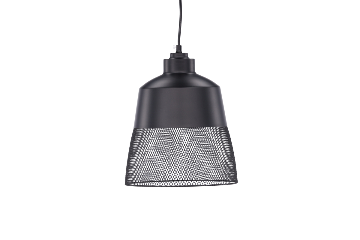Toulon Ø24 Svart Taklampe Fra Venture Design - Den mattsvarte jernfoten skaper et stilig uttrykk, og den nedre delen av lampeskjermen har et fint nettingm&oslash;nster som gj&oslash;r lampen unik og skaper et behagelig lys i hele rommet.