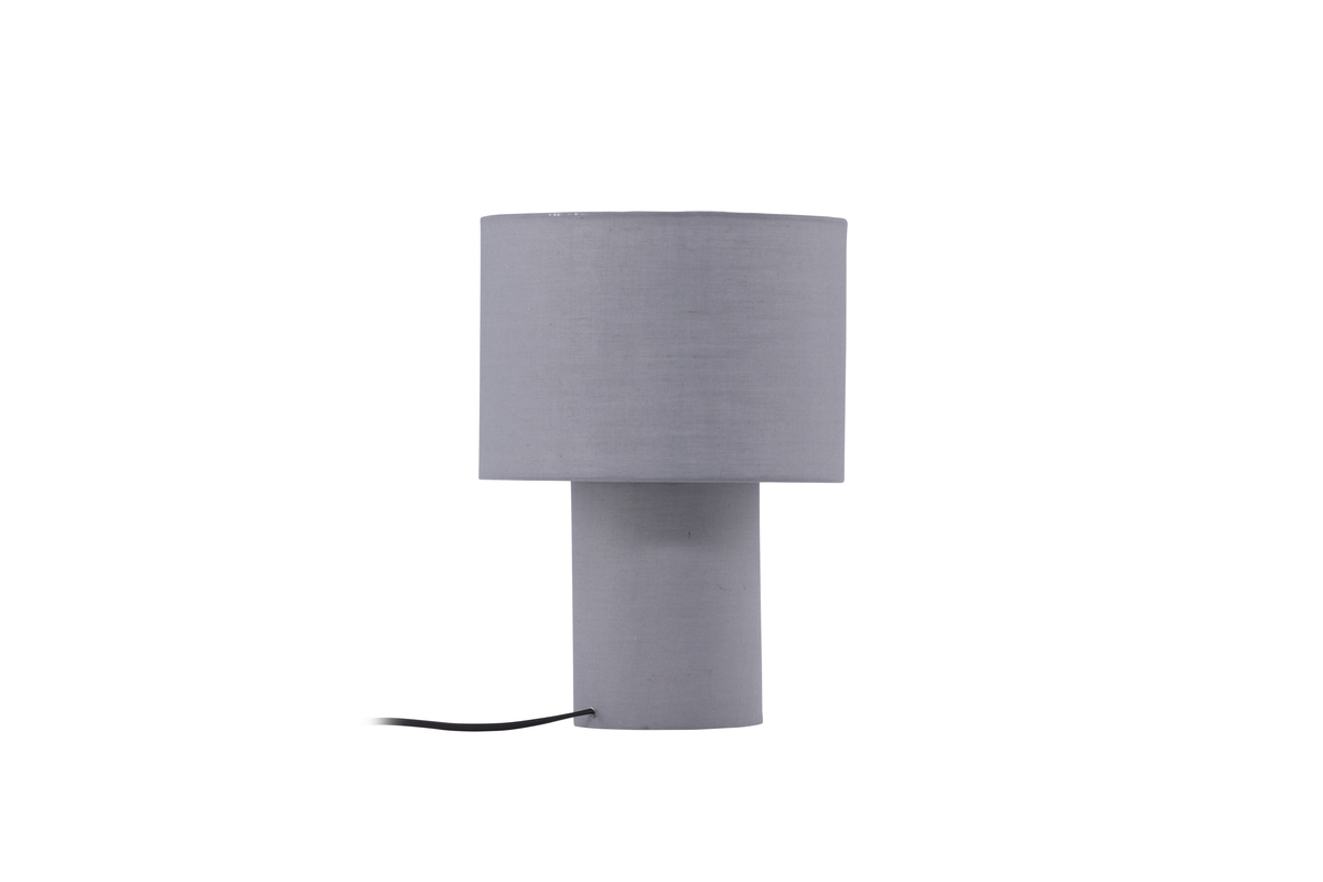 Etenio 33cm Grå bordlampe Fra Venture Design - Lampefoten og lampeskjermen er helt trukket med et vakkert gr&aring;tt linstoff som gir rommet en myk f&oslash;lelse.