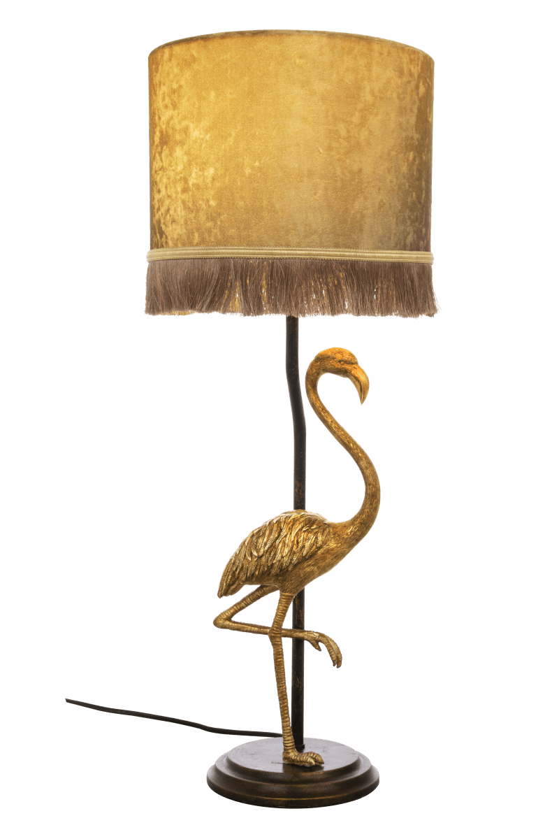 Flamingo 67cm Svart gull bordlampe Fra Aneta Lighting - Flamingo bordlampe med lampefot i gullfarget metall med en dekorativ gullfarget flamingo.