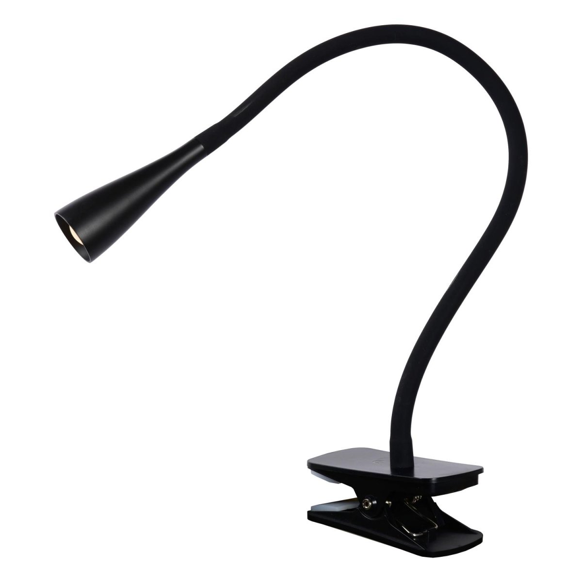 Zozy Svart klemmelampe Fra Lucide - Denne moderne klipslampen har en fleksibel arm og en integrert LED-lampe som du enkelt kan rette dit du vil.