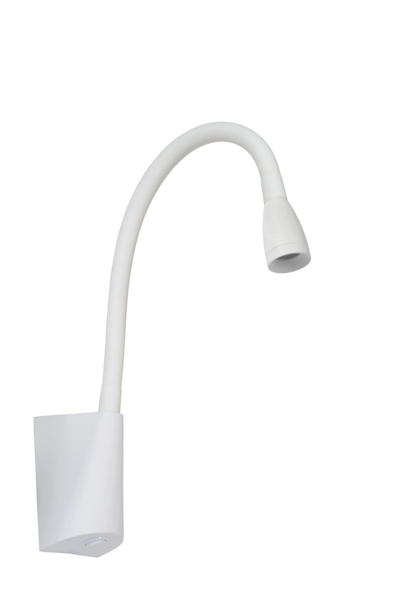 Galen Hvit leselampe Fra Lucide - Str&oslash;mbryteren er integrert i lampen for ergonomisk og enkel bruk &ndash; du trenger aldri &aring; gj&oslash;re ut av sengen.