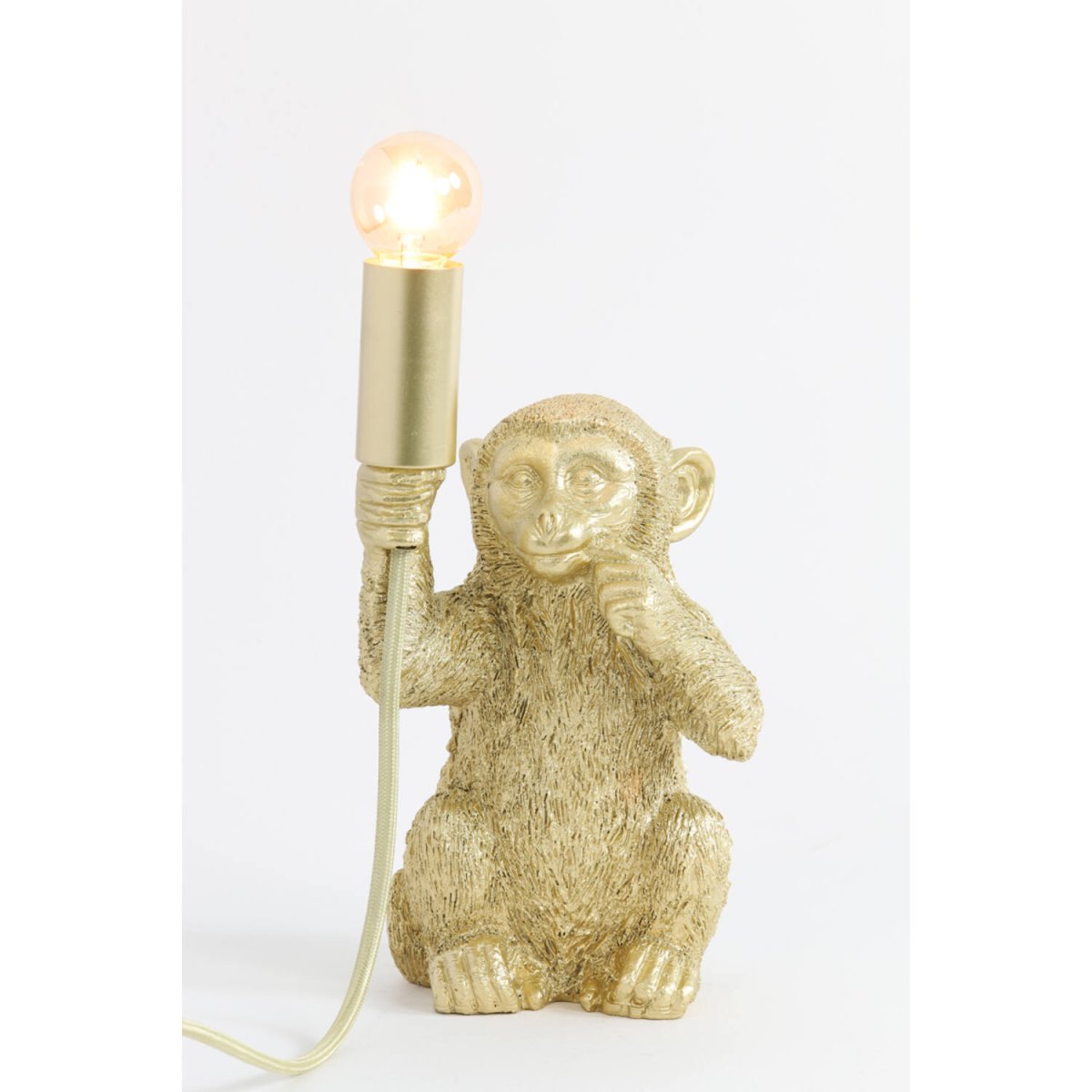 Monkey 23cm Gull bordlampe Fra Light & Living - Monkey er en leken lampe med karakter, la den lyse opp hjemmet ditt med sin unike og sjarmerende design!