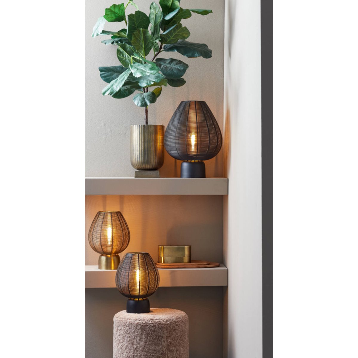 Suneko 34cm Antikt gull bordlampe Fra Light & Living - 