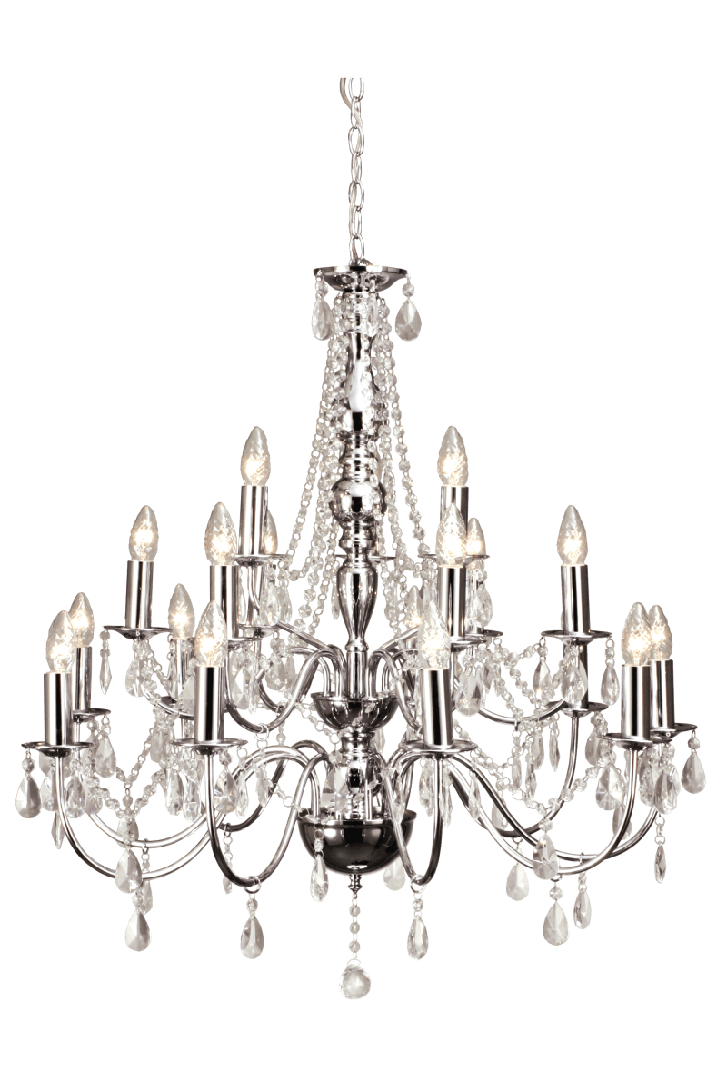 Chateau Ø82 Krom Taklampe Fra Aneta Lighting - Takkoppen er i forkrommet metall med krokoppheng og rekkeklemme.