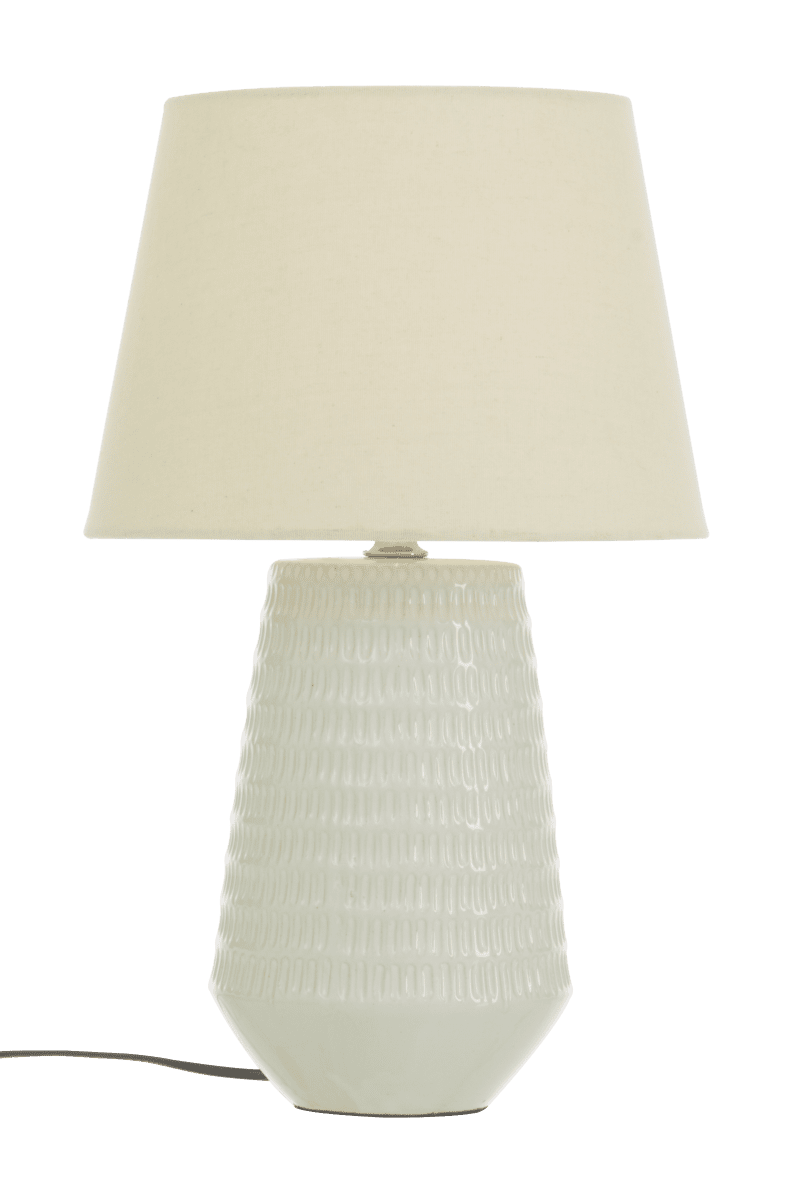 Mona 45cm Hvit bordlampe Fra Aneta Lighting - Mona bordlampe er en stilig og tidløs lampe med en hvit keramisk base og en matchende hvit tekstilskjerm.