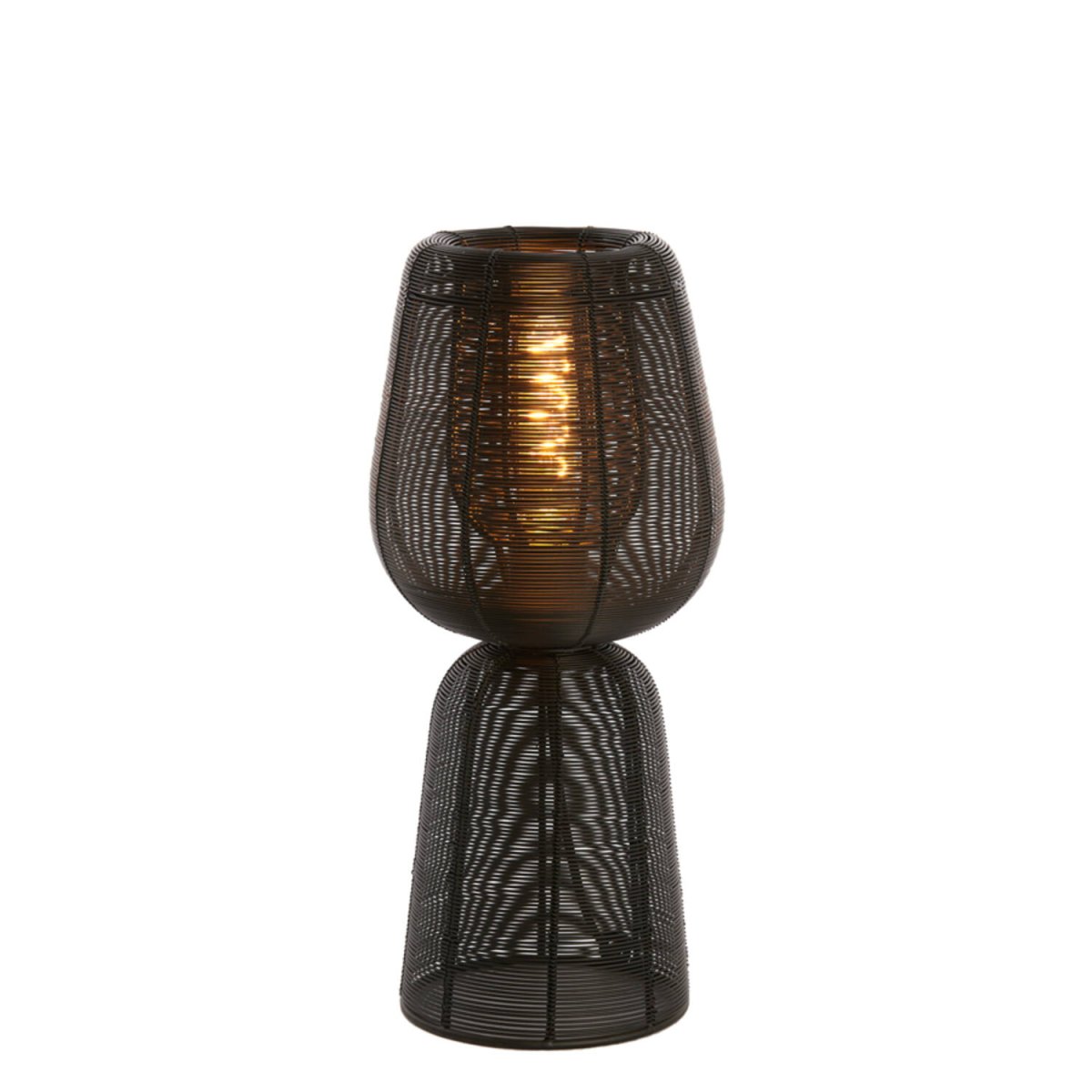 Aboso 42cm Svart bordlampe Fra Light & Living - Den unike formen gir et moderne og elegant preg, perfekt for å løfte interiøret i både industrielle og skandinaviske hjem.