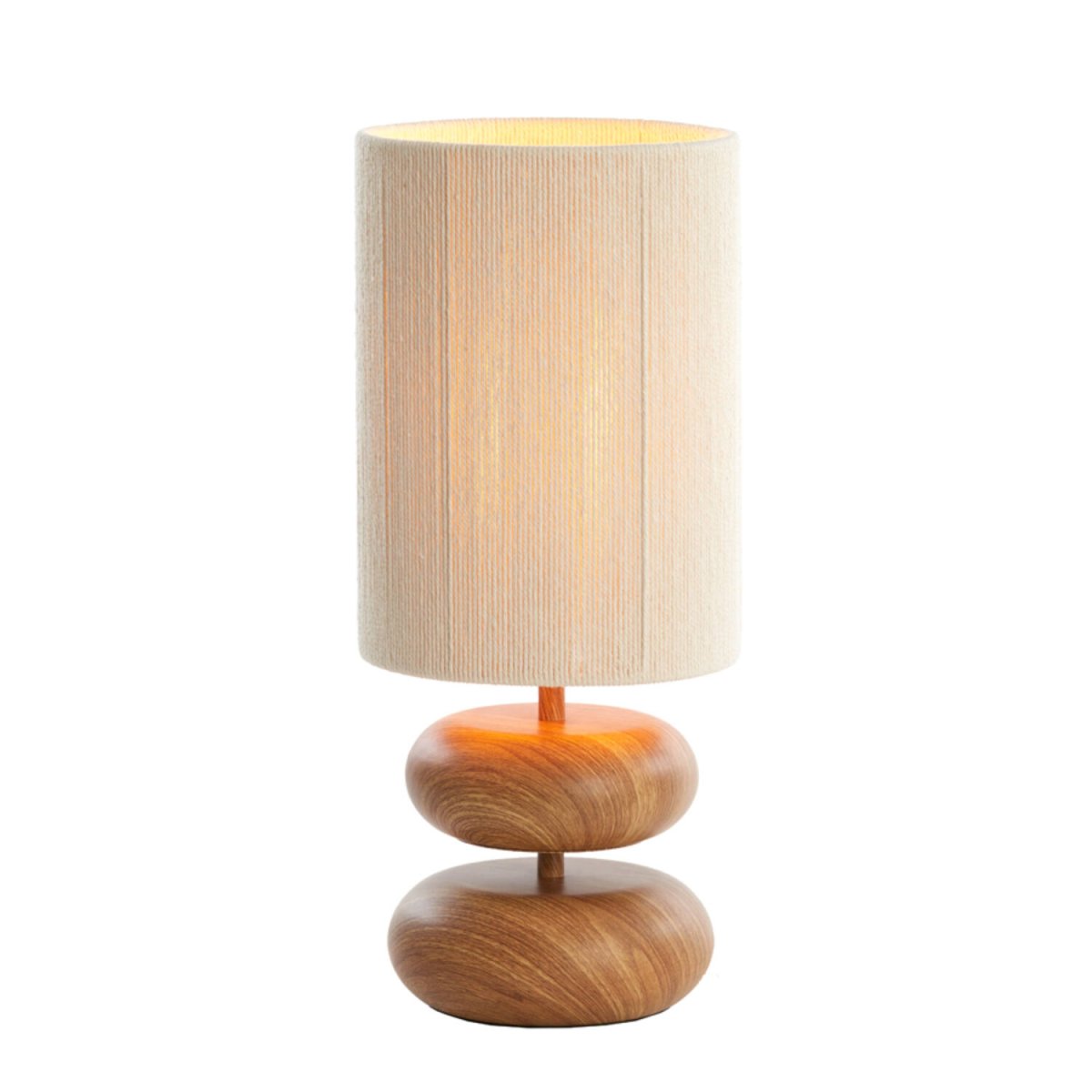Danialo 50cm Tre bordlampe Fra Light & Living - Danialo er en stilig bordlampe der imitert treverk p&aring; jernbasen m&oslash;ter en skjerm av kremhvit, innpakket tau.