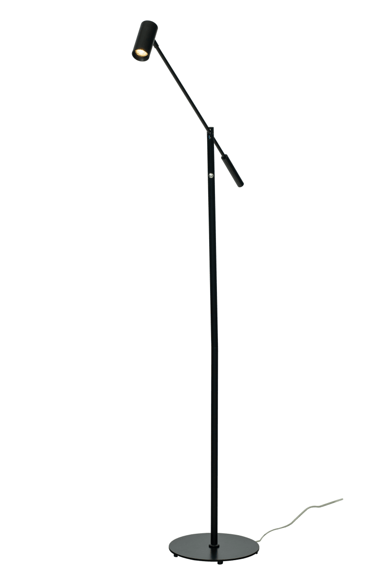 Concord Svart gulvlampe Fra Aneta Lighting - Concord med den integrerte belysningen gir et varmhvitt, retningsbestemt lys som enkelt kan dimmes via en bryter på lampen.