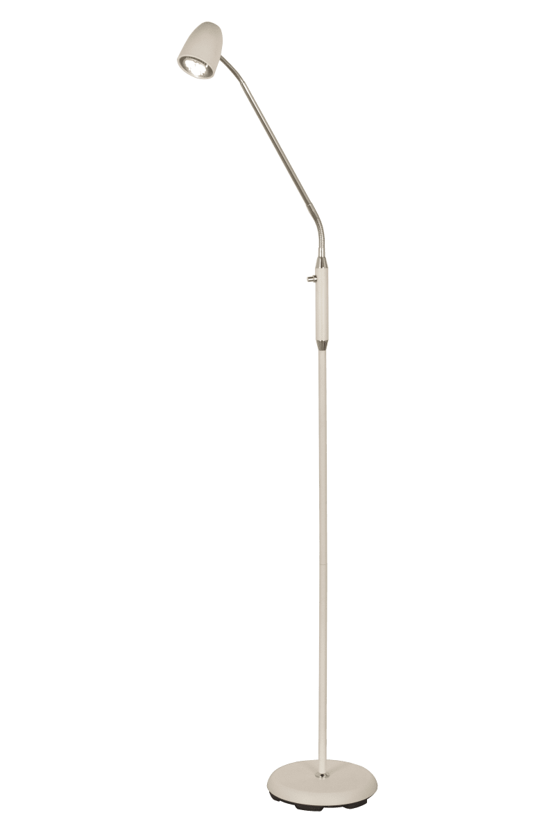 Sandnes 1 Hvit gulvlampe Fra Aneta Lighting - stangen og et justerbart hode.