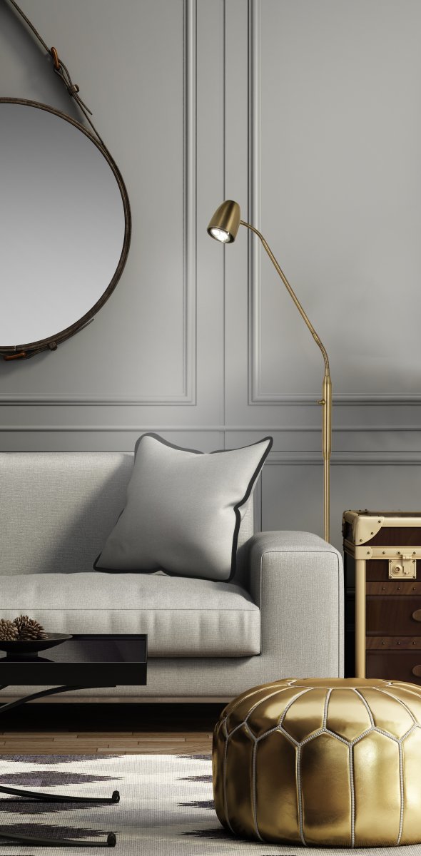 Sandnes 1 Antikk gulvlampe Fra Aneta Lighting - stangen og et justerbart hode.