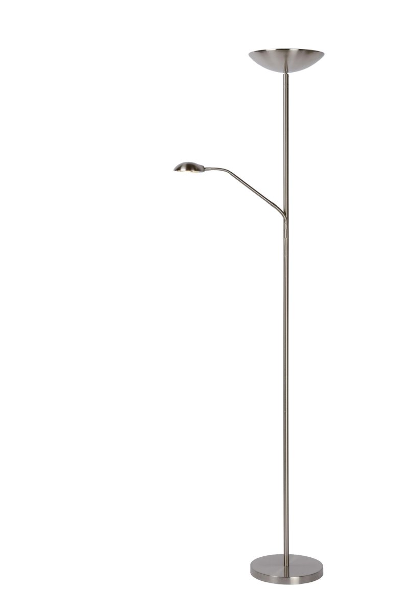 Zenith 2 Sateng krom gulvlampe Fra Lucide - Denne gulvlampen kombinerer et retningsbestemt downlight med en oppoverrettet lampe av h&oslash;y kvalitet.